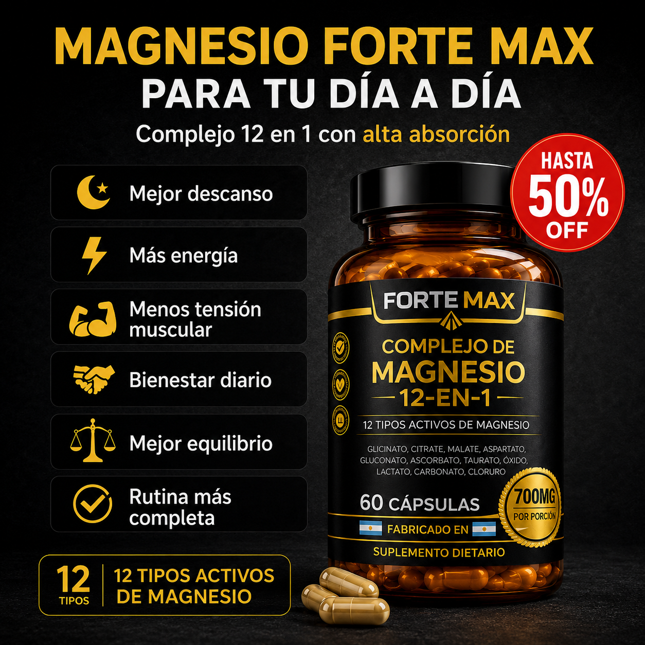 60 CÁPSULAS EXTRAS - Complejo De Magnesio